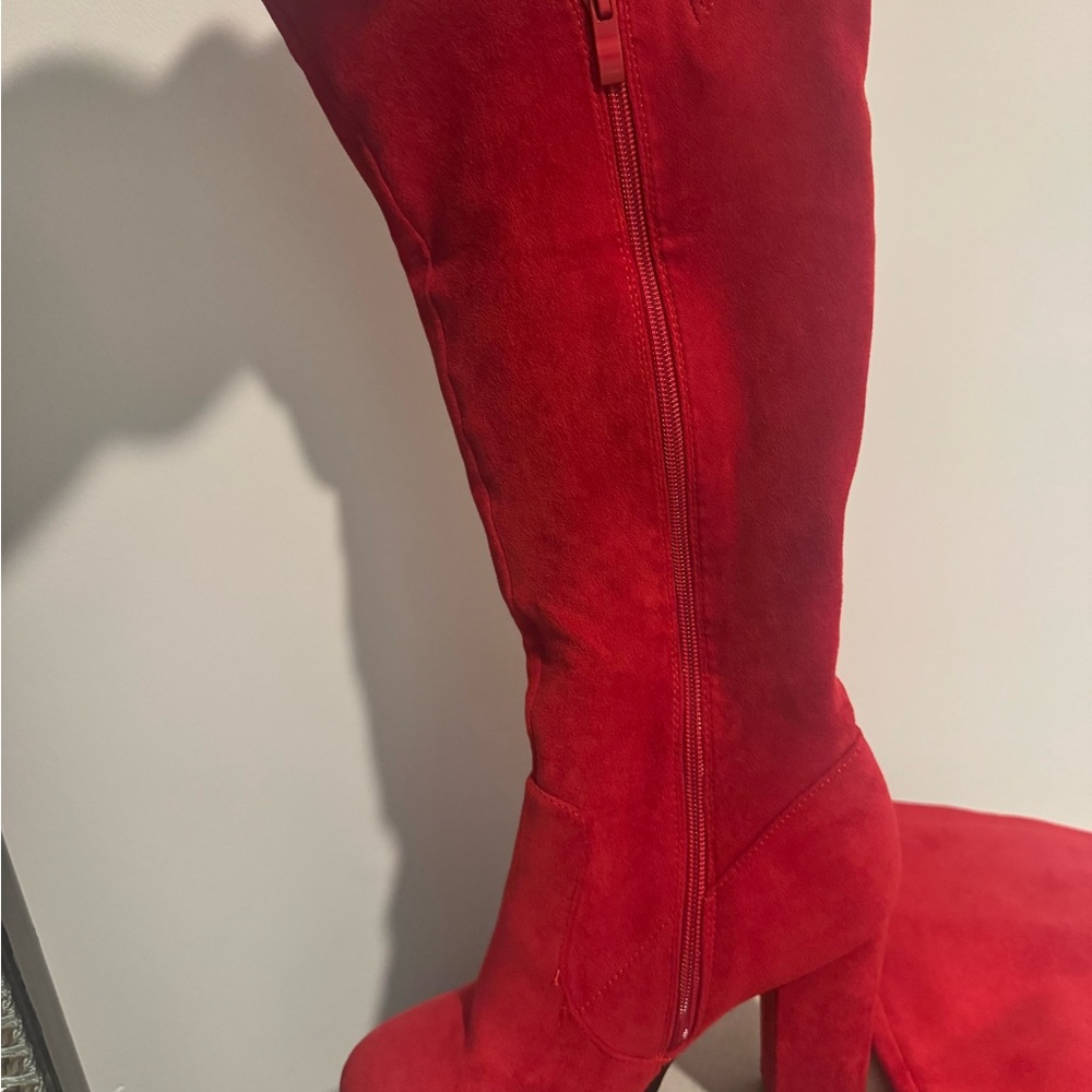 Red Suede Women's Boots